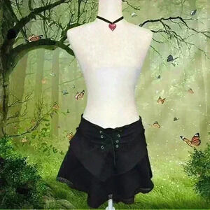 Whimsygoth Gothic Black Mini Skirt